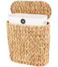 3 Gallon Wicker Trash Can with Lid, Natural Water Hyacinth Waste Basket