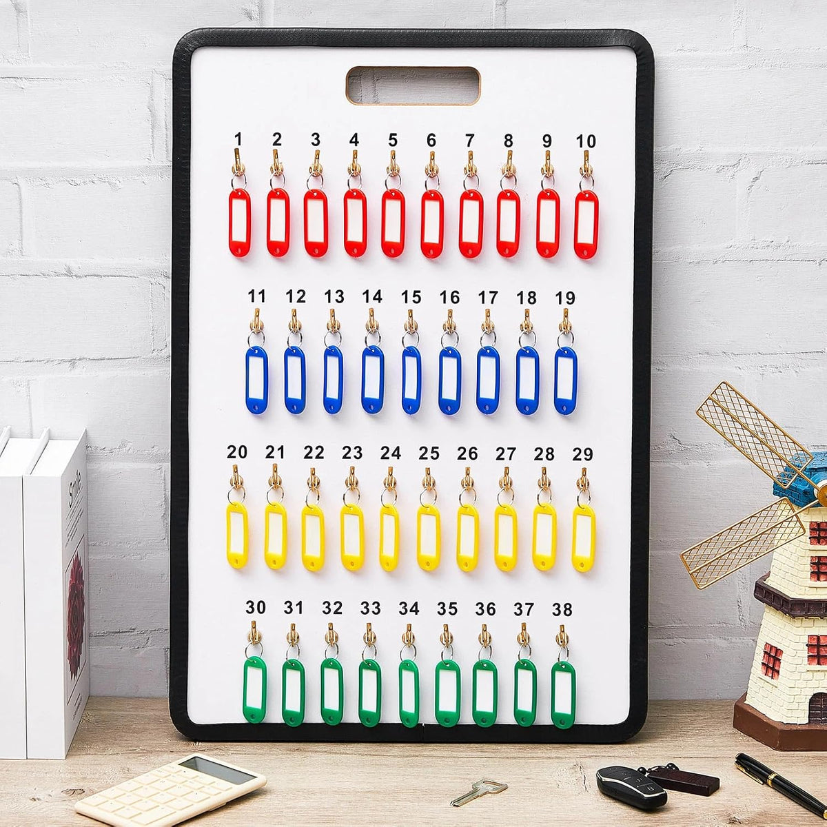 RattanView Key Hook Board Rack Wall‑Mounted with 40 Pcs Plastic Tags