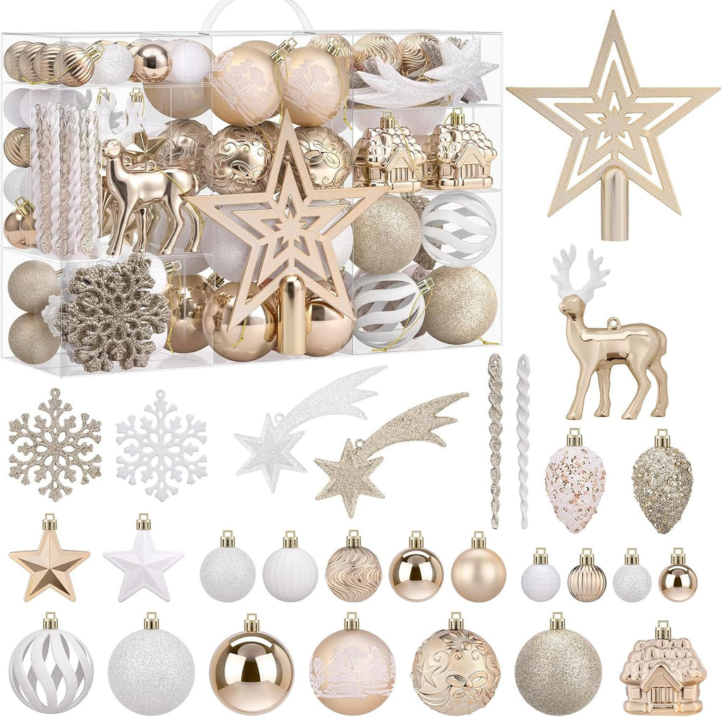 SOLEDI 132pcs Christmas Tree Ornaments Set, 2026 Christmas Tree Decorations