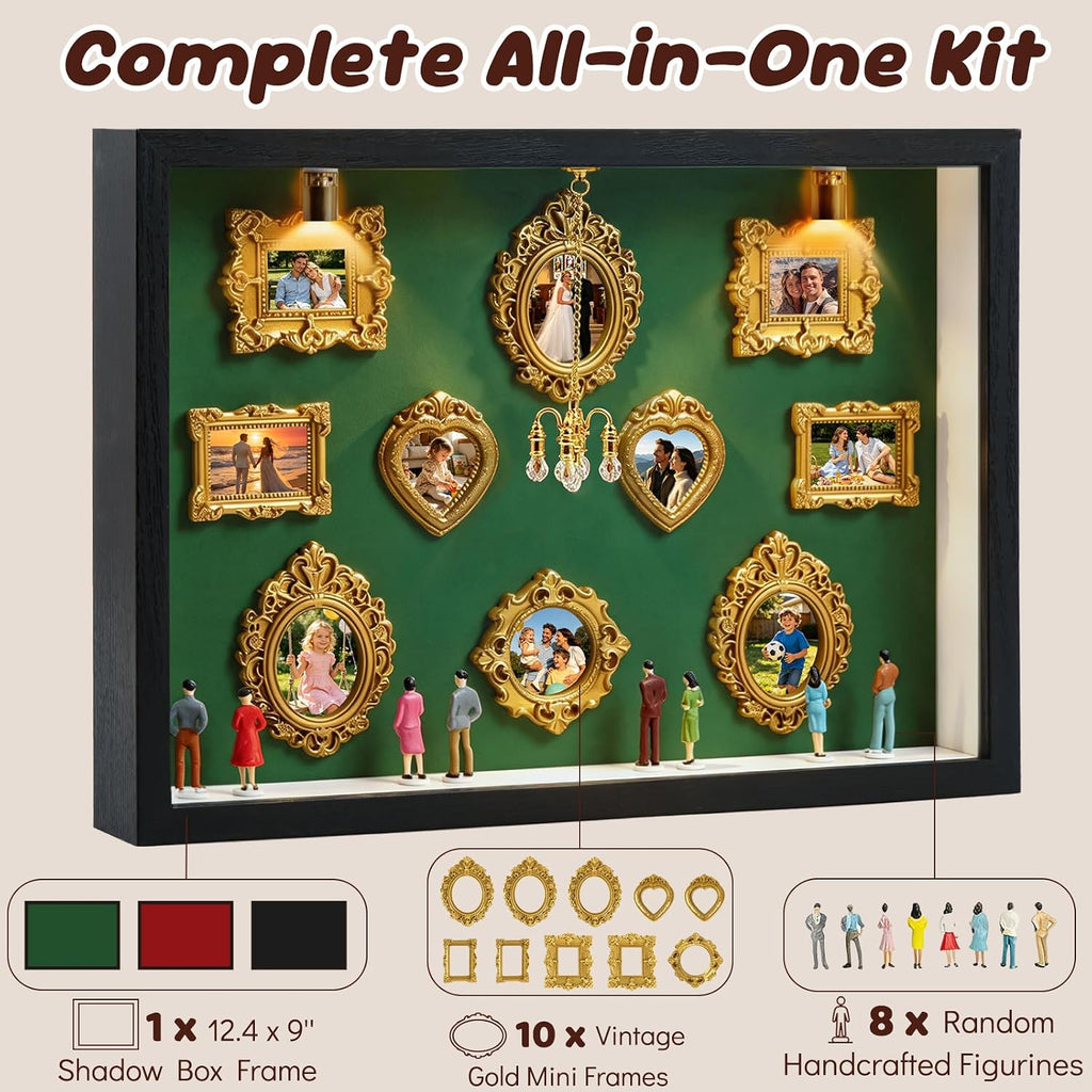 DIY Mini Museum Silhouette Box, Shadow Box Frame Kit, Green