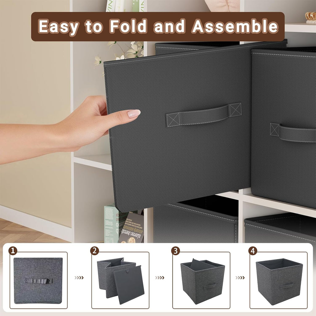 Cube Storage Bins, 11 Inch Fabric Storage Cubes with Handle