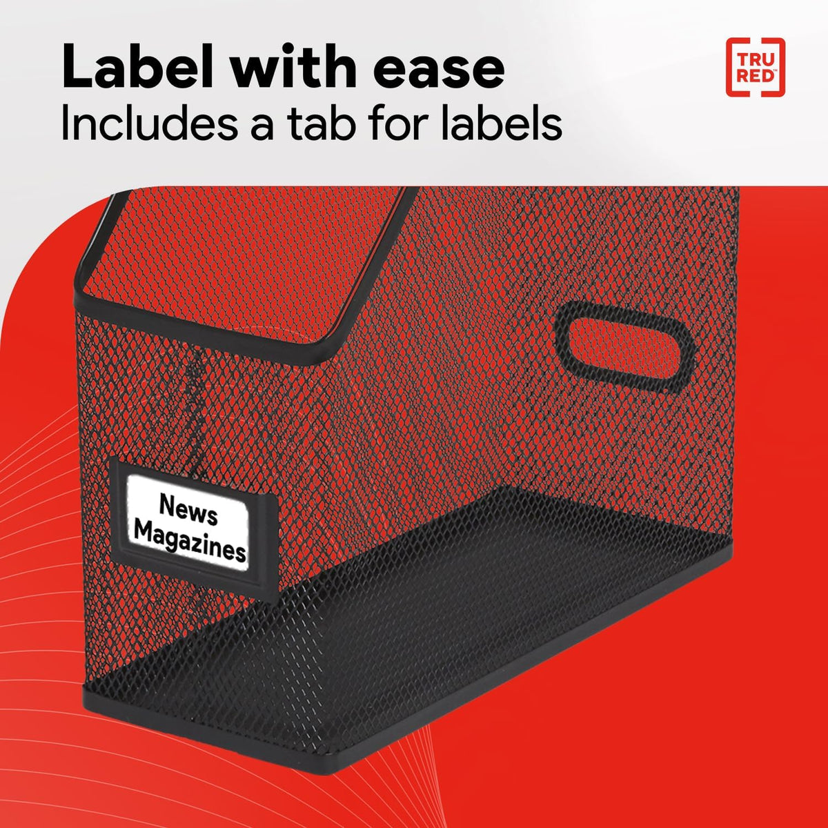 Staples TRU RED Metal Magazine File Organizer, Black - Top - Loading Desktop File Holder with Handle, Holds Up to 1000 Sheets