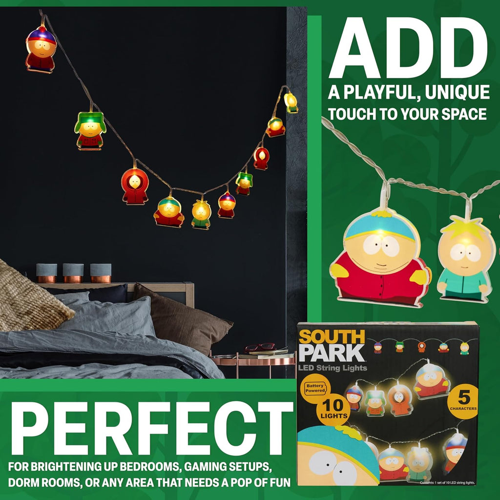 South Park LED String Lights, 5.4 ft Battery Operated Indoor Fairy Lights for Bedroom, Wall Decor, Home, Room Decor Gifts
