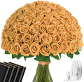 Waipfaru 50 Pcs Yellow Roses Fake Velet Roses