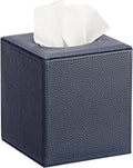 Sumnacon Tissue Box Cover Square,Magnetic Bottom PU Tissue Box Holder,Blue