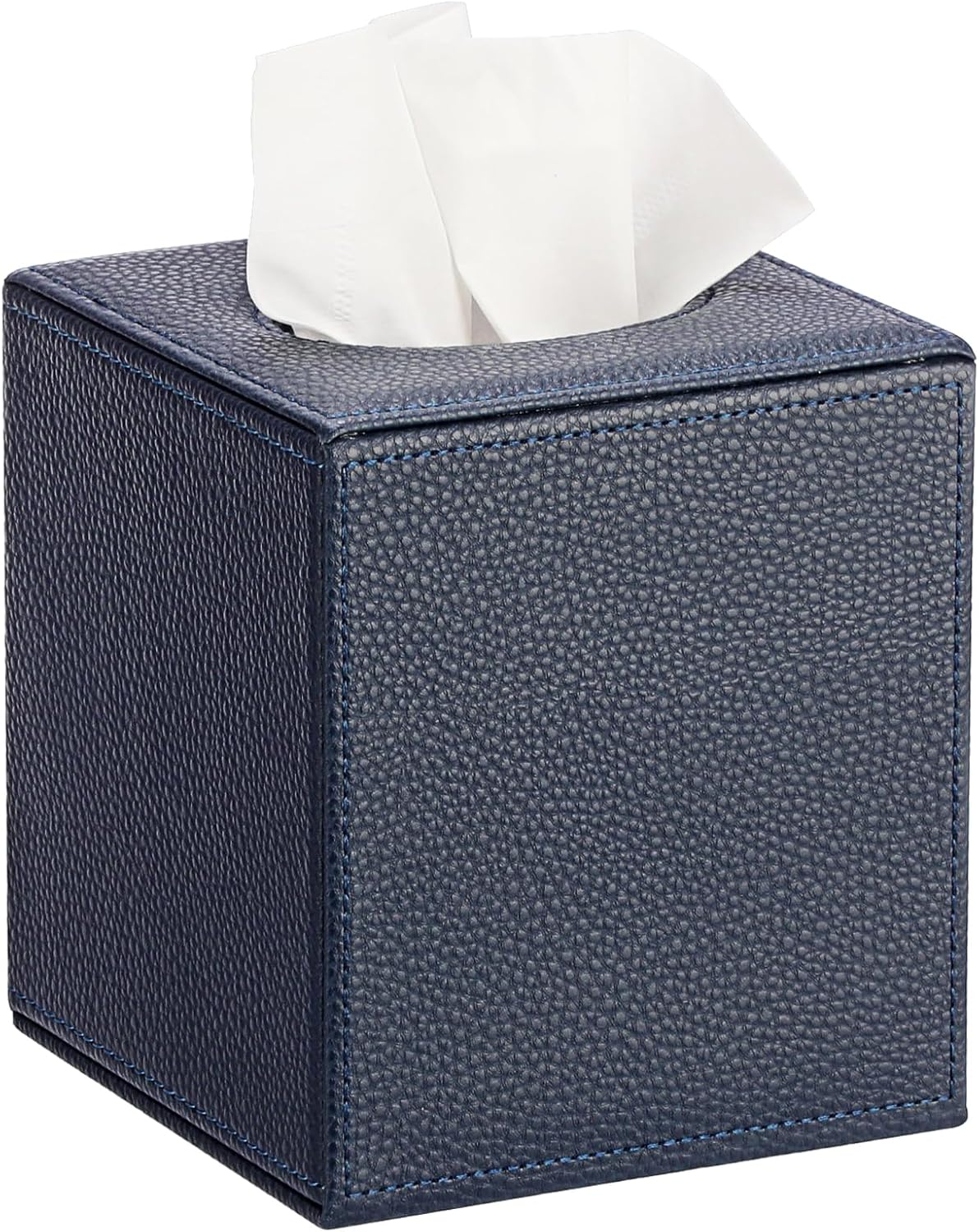 Sumnacon Tissue Box Cover Square,Magnetic Bottom PU Tissue Box Holder,Blue