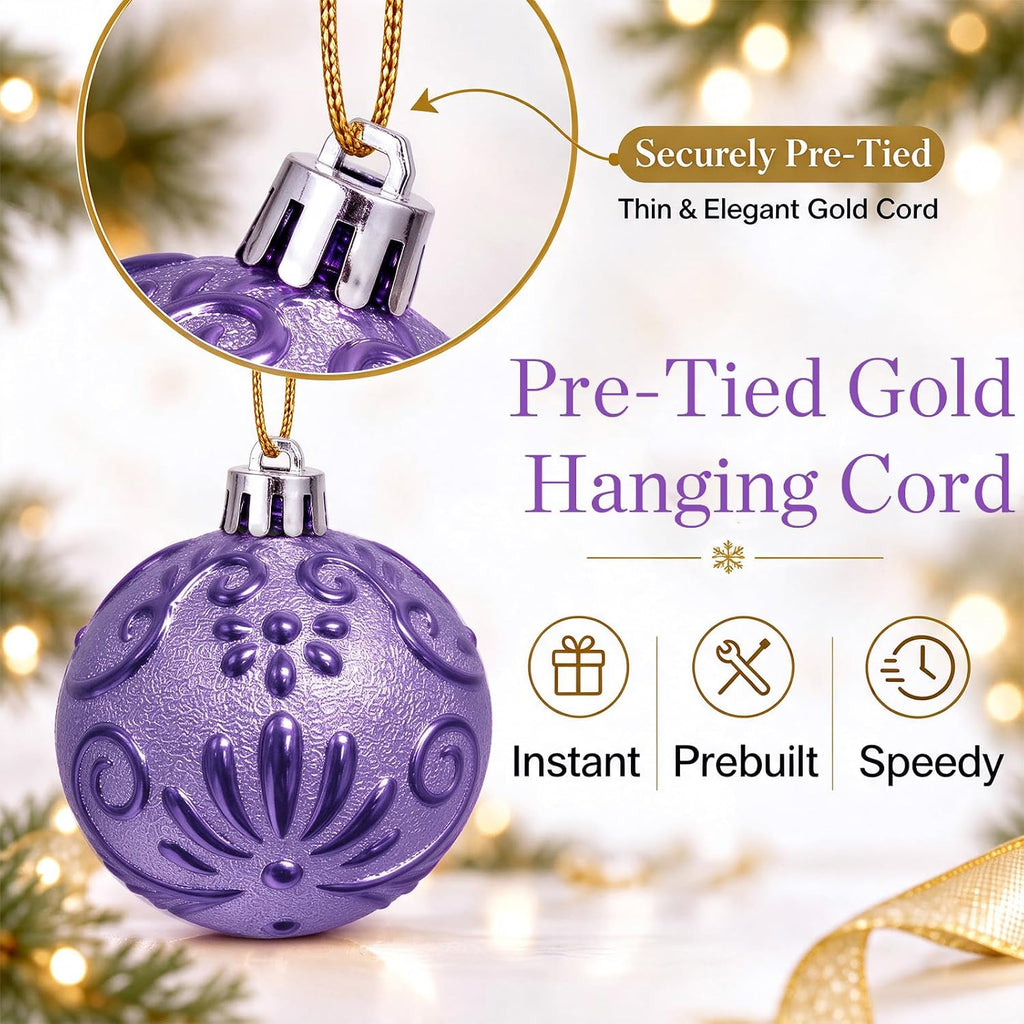 47pcs Purle Christmas Ornaments Set Christmas Tree Decorations