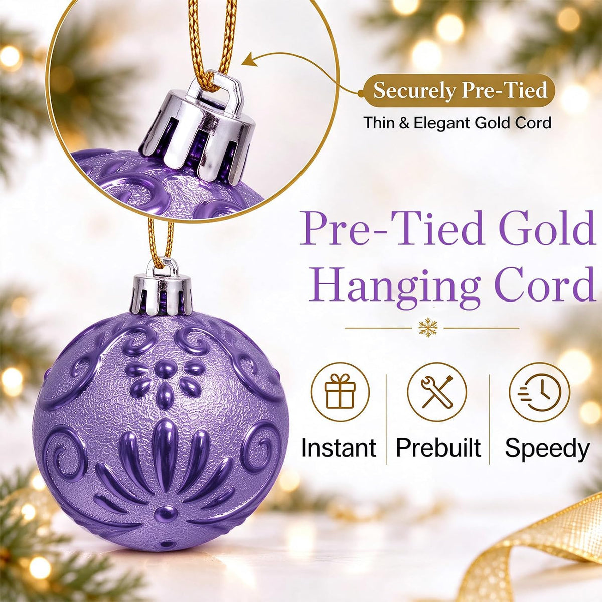 47pcs Purle Christmas Ornaments Set Christmas Tree Decorations