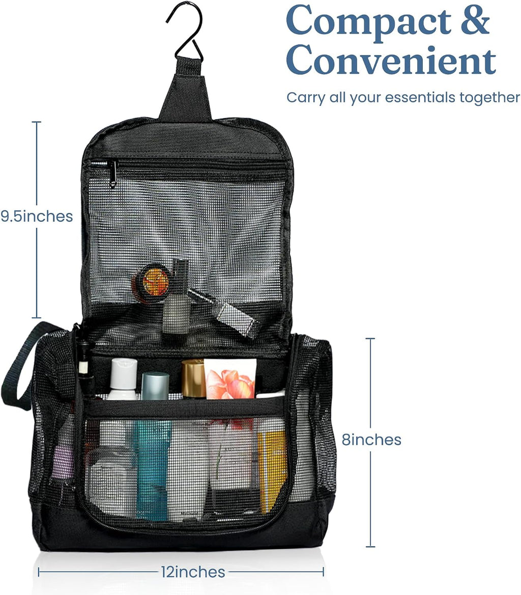 The Fine Living Co. Portable Latex Mesh Shower Caddy Hanging Metal Hook