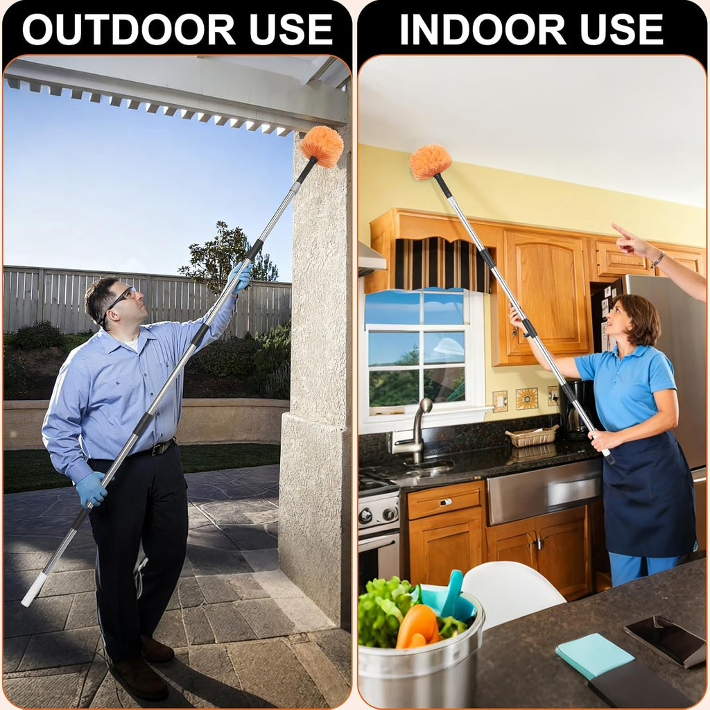 Cobweb Duster with Extension Pole, 6 FT Stainless Steel Adjustable Duster