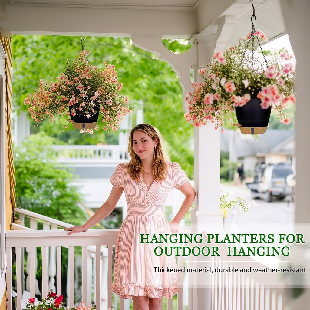 8 Inch Self Watering Hanging Planter for Indoor Outdoor Plants, 2 Pack