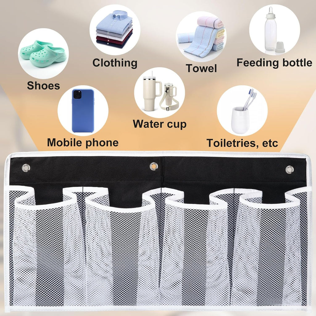 Pndeyo 1pc Bed Hanging Shoe Organizers with 3pcs Hooks, 22.44x11.61in,Black