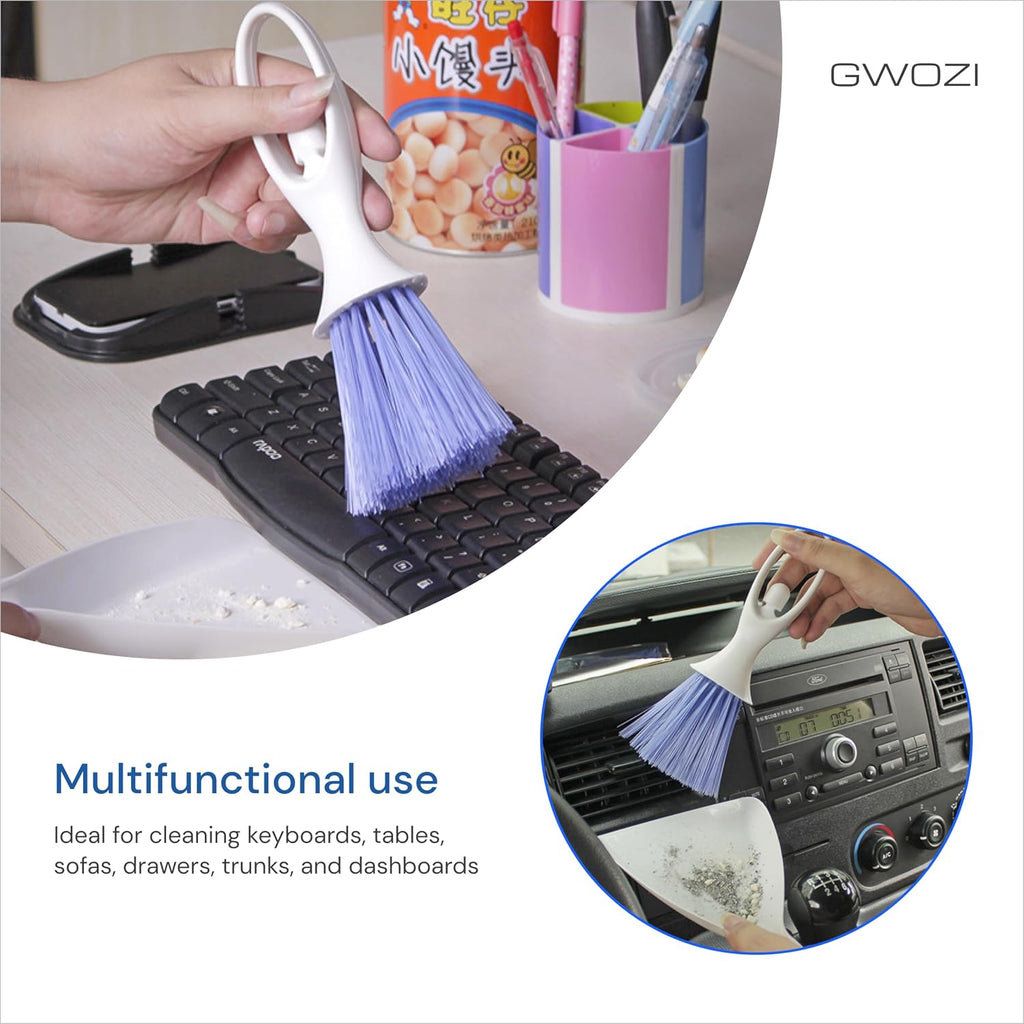 Small Broom and Dustpan Set - Plastic Mini Dustpan and Brush Set for Cleaning - Angel Shape Hand Broom and Dustpan Set for Keyboard, Table, Sofa, Drawer, Trunk, Dashboard