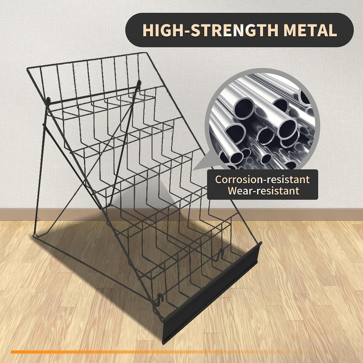TONGMO 6-Tier Wire Book Signing Rack - Sturdy Tabletop Design - Ideal for Libraries, Classrooms, Schools - Display Literature, Magazines, Comics - Perfect for Book Signings (Black-1P)
