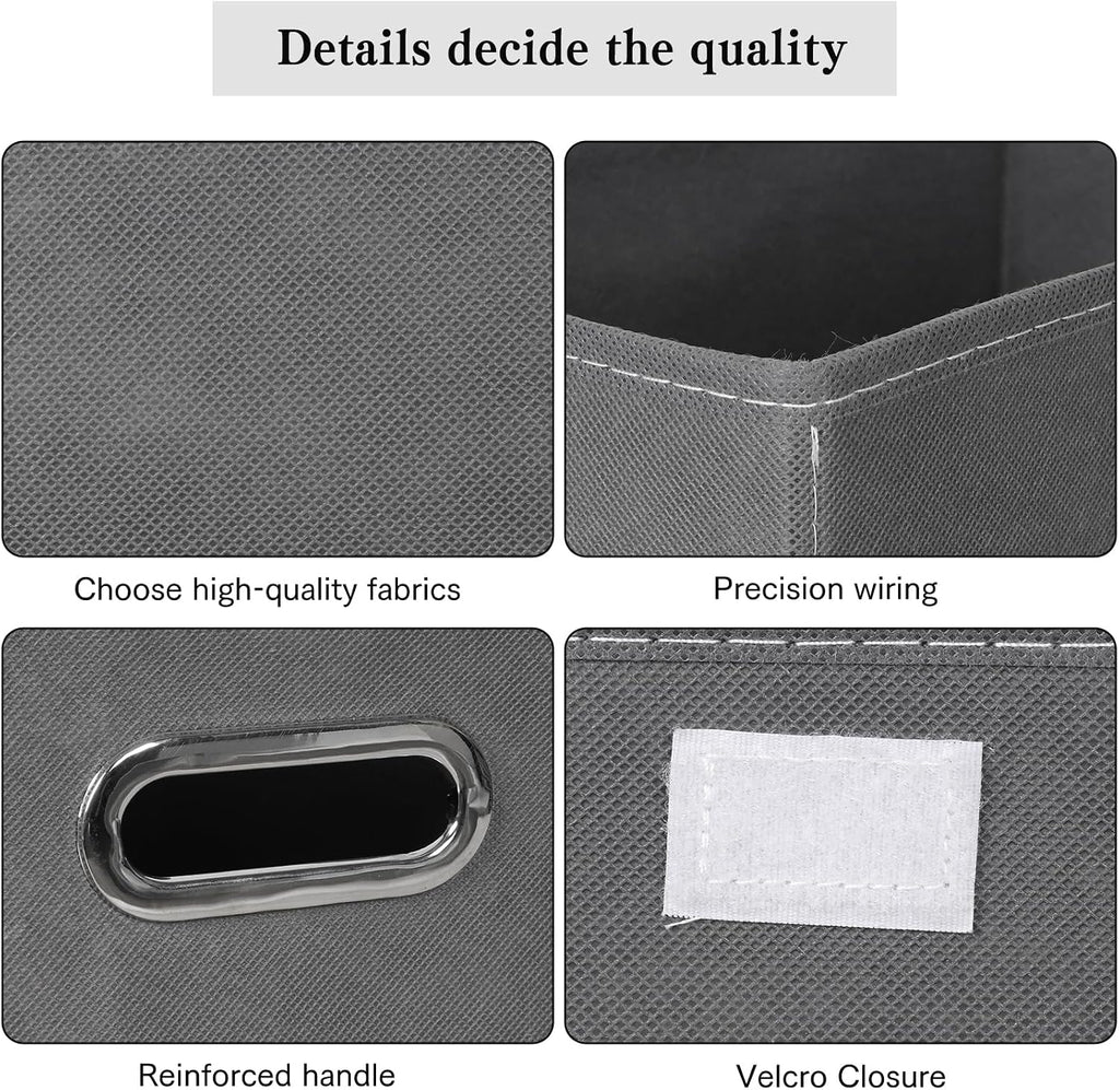 4-Pack Large Collapsible Storage Bins with Lids,Fabric Storage Cubes Organizer for Shelves,Closet,Nursery,Foldable Cube Storage Baskets with Handles,Home Boxes (14.9"x9.8",Grey)