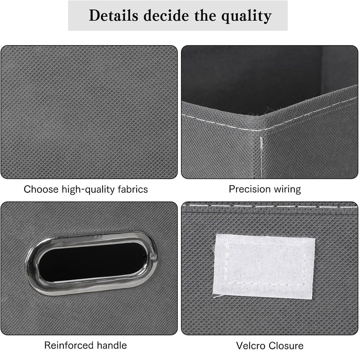 4-Pack Large Collapsible Storage Bins with Lids,Fabric Storage Cubes Organizer for Shelves,Closet,Nursery,Foldable Cube Storage Baskets with Handles,Home Boxes (14.9"x9.8",Grey)