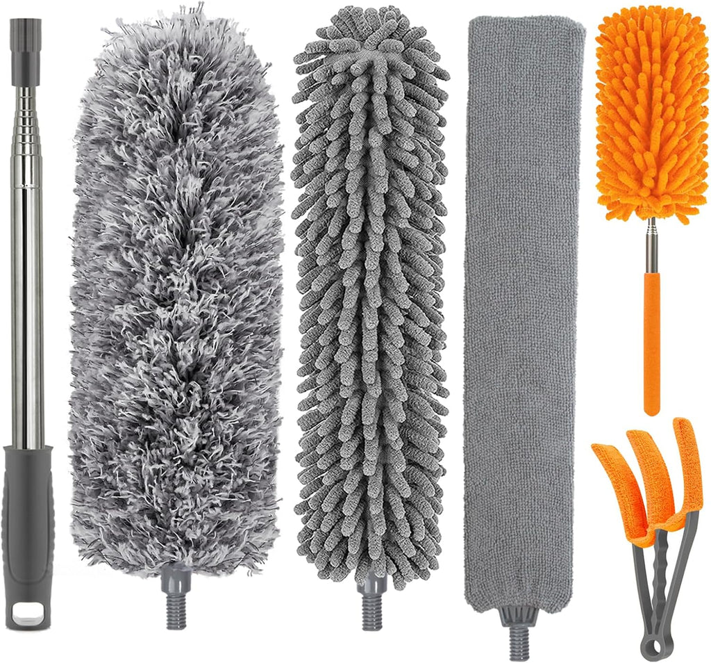 Dusters for Cleaning, 30-100 Inch Long Handle with 4 Duster Types