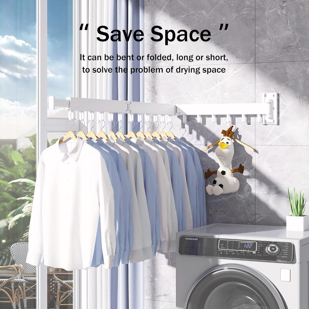 BOQORAD Wall Mounted Clothes Drying Rack, Collapsible & Retractable for Laundry