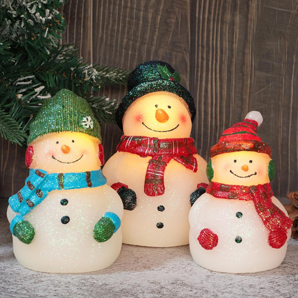 Impress Life Christmas Snowman Flameless Candles with Remote
