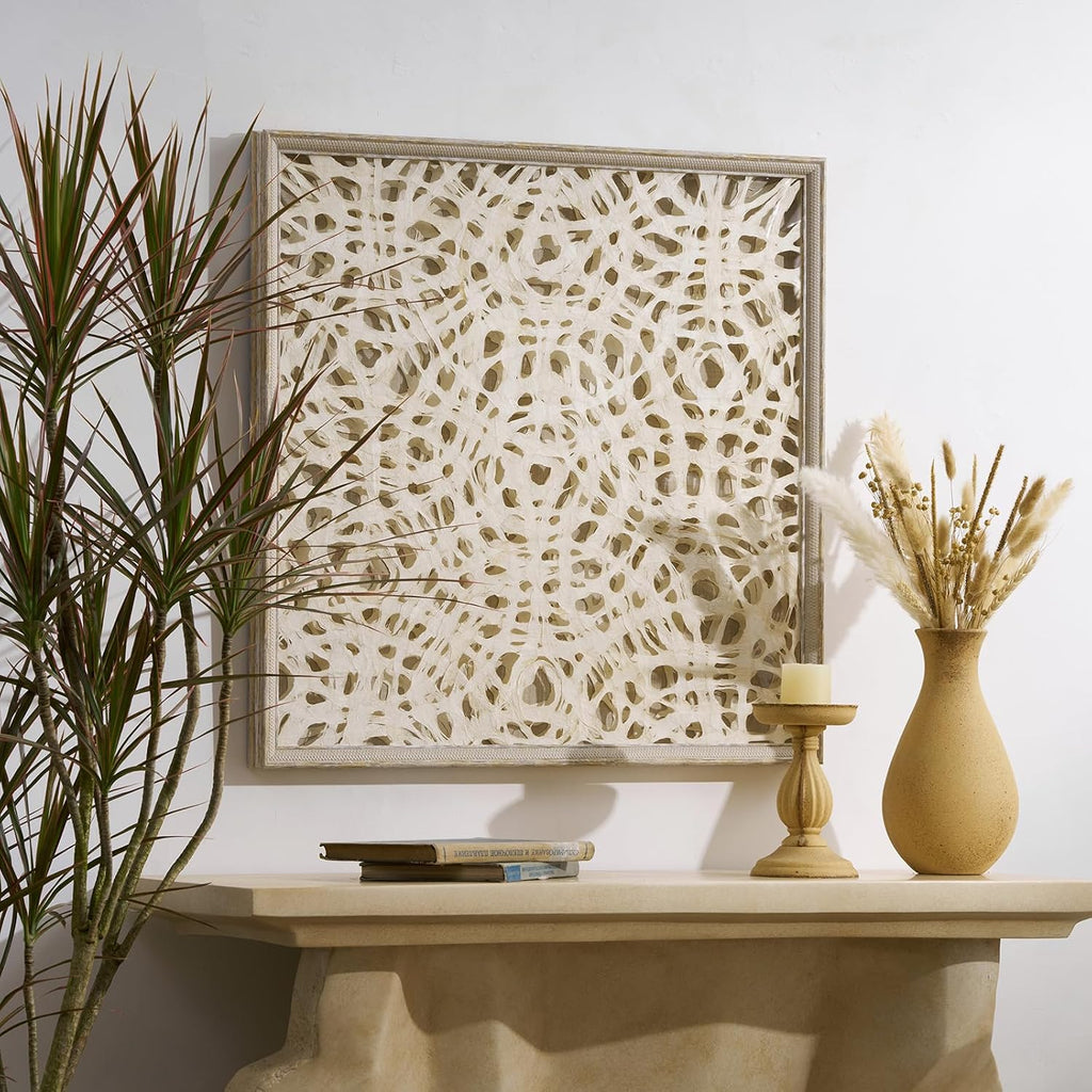 FOLKOR 24" Large Abstract Rice Paper Wall Art,3D Handmade Shadow Box Decor