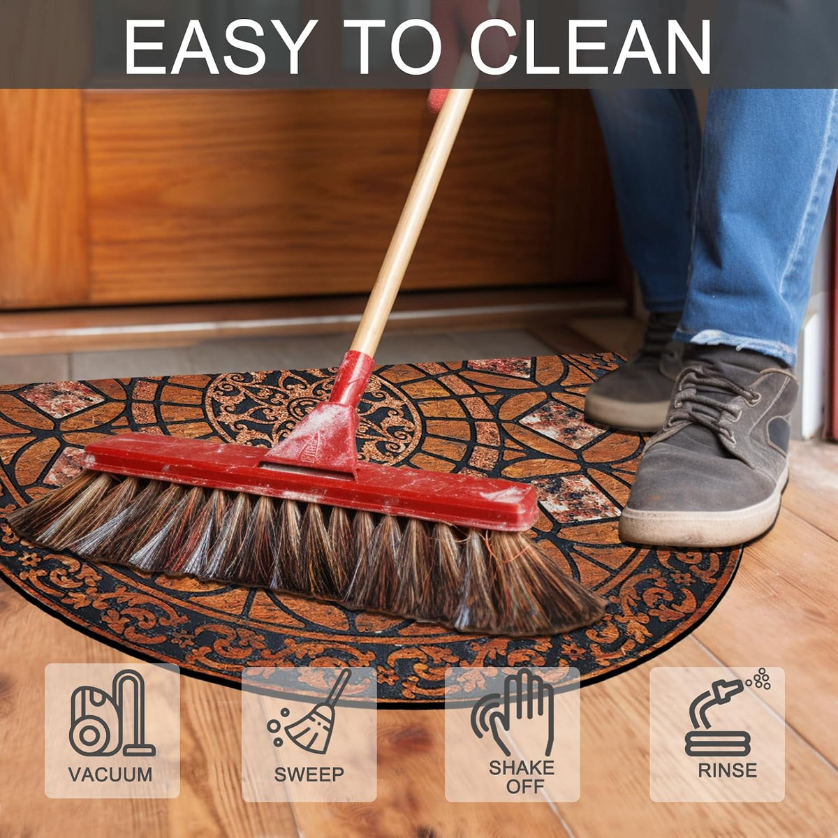 CHICHIC Entrance Door Mat Large 24 x 36 Inch Entry Way Doormat Front Door Rugs Outdoors Heavy Duty Welcome Mat Non Slip Rubber Back Low Profile for Garage, Patio, High Traffic Area, Orange