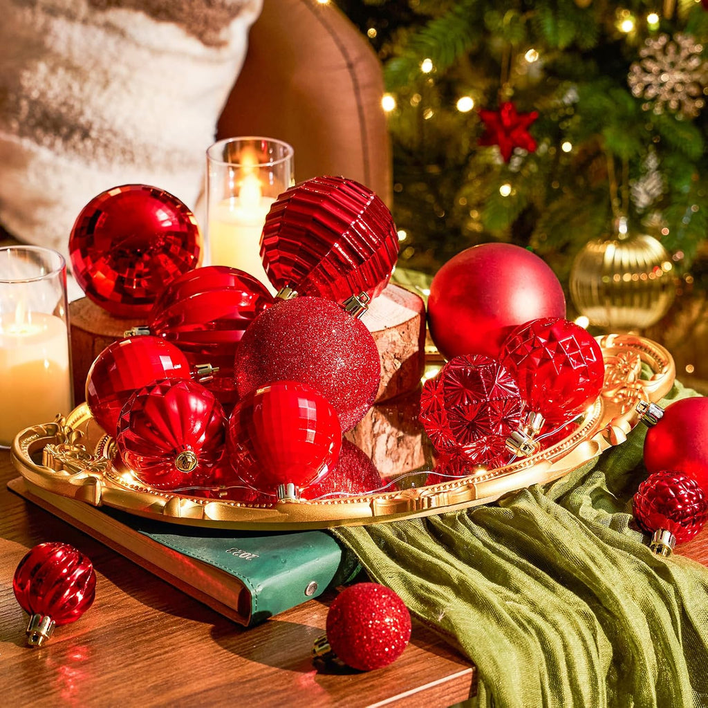 JORNOY 47CT Christmas Tree Balls Ornaments, Red