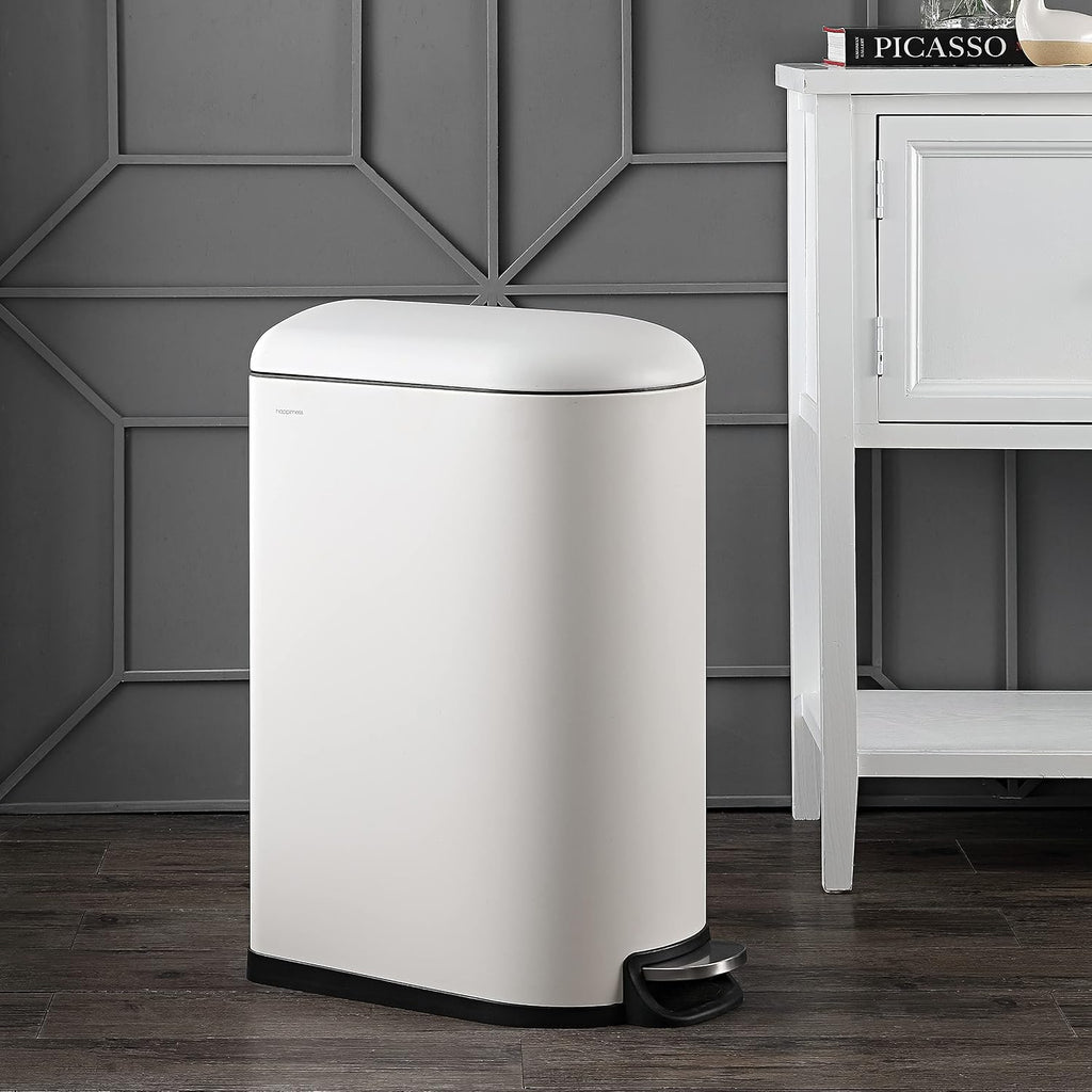 happimess Roland Mini 2.6 Gal Step Trash Can Soft-Close, Cotton White