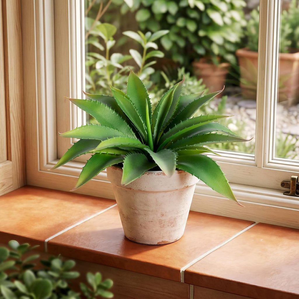 Faux Agave Plant Outdoor Artificial Succulents UV Resistant Green