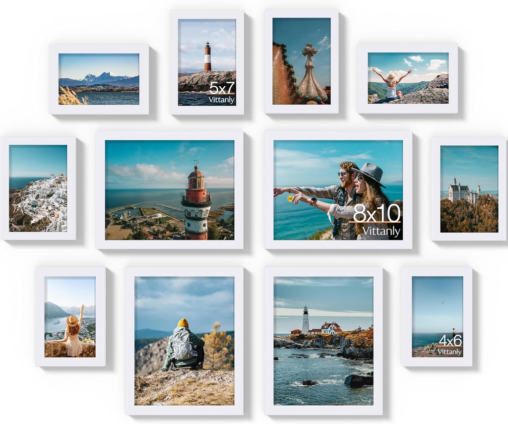 Vittanly 12 Pack Picture Frames Collage Wall Decor, White
