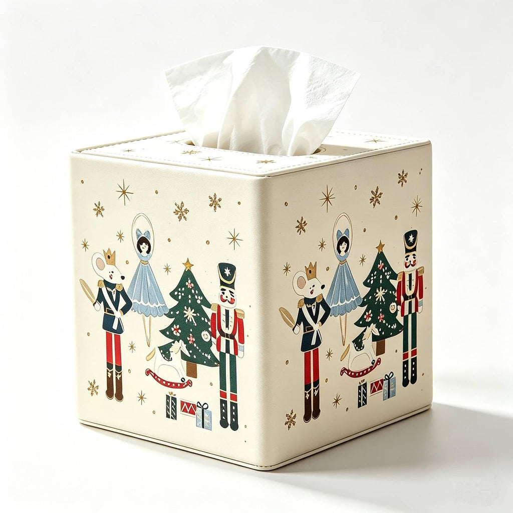 Christmas Tissue Box Cover Holder Square Home Decorative (Nutcracker)