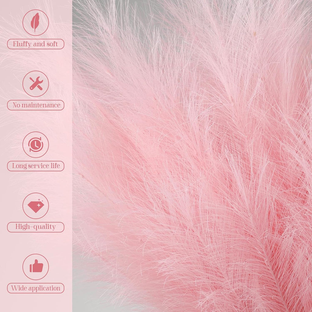 Ouddy Decor 8 Pcs 38''/97cm Tall Faux Large Pampas Grass Decor, Pink