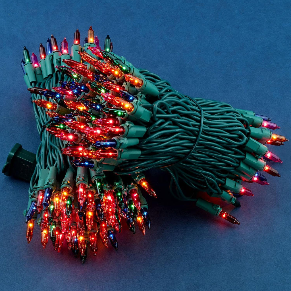 200 Multicolor Christmas Lights, 2 Set 33 ft 100 ct Green Wire String Light