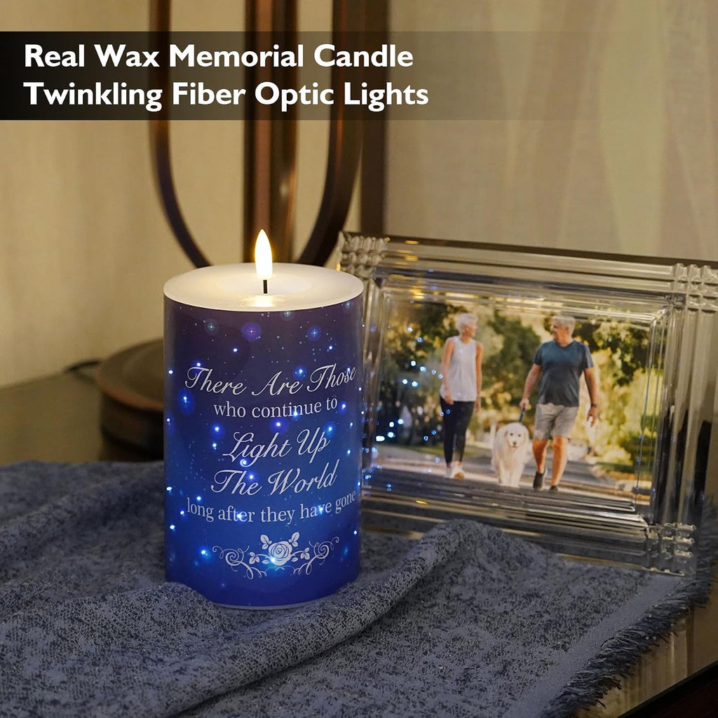 Rhytsing Memorial Gift - Battery Operated Flameless Candles with Timer Function, Real Wax LED Sympathy Candle for Loss of Mom, Father. Remembrance, Funeral, Grieving - D4 inches x H6 inches