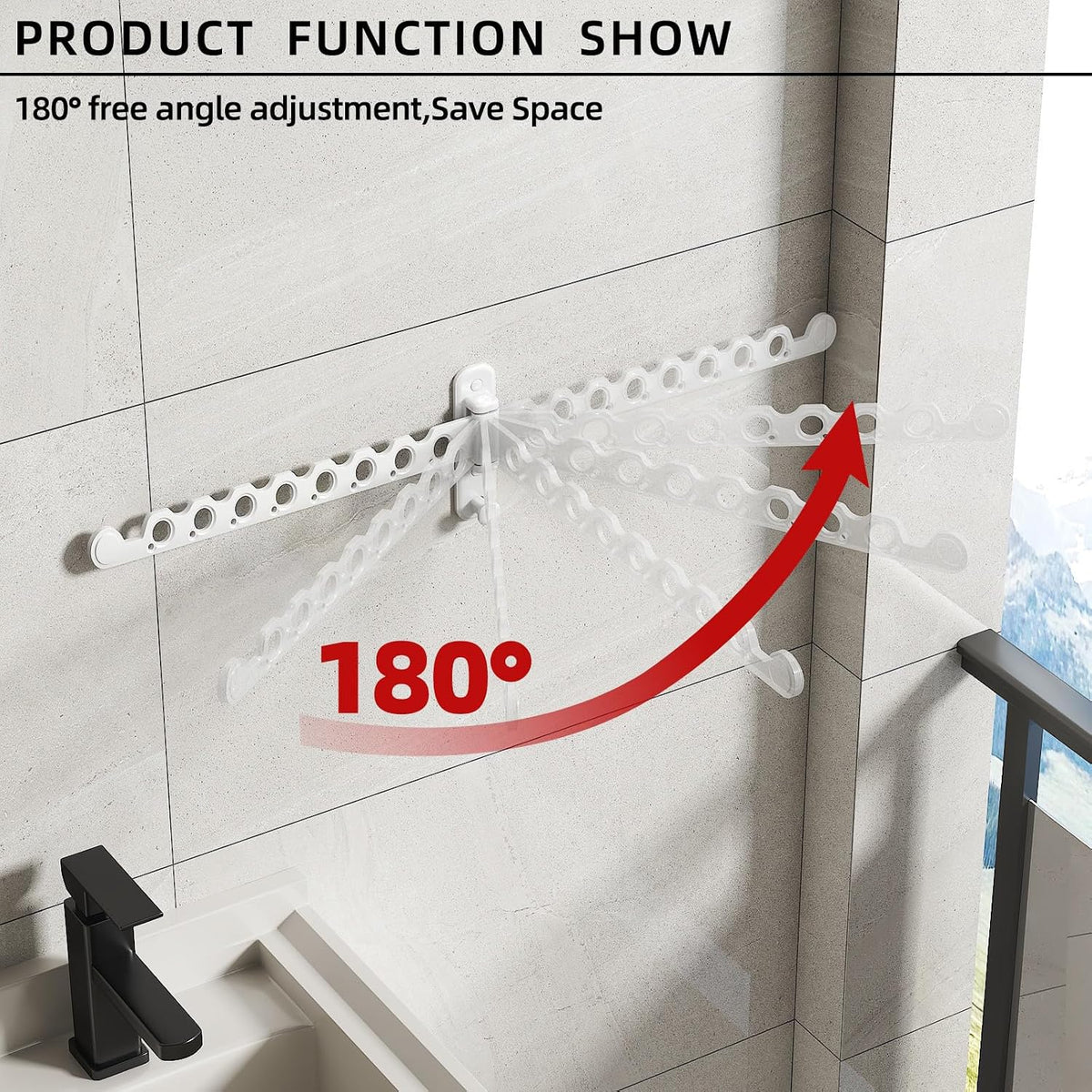Wall Mounted Clothes Hanger Rack Foldable for Laundry Drying Rack White