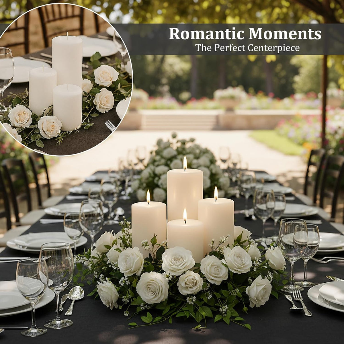 12 Pack Ivory Pillar Candles Bulk Set, 3x3/6/8 Inch - 4 Each Size, Dripless Smokeless Clean Burning for Wedding Centerpieces, Home Decor, Church, Romantic Ambiance！