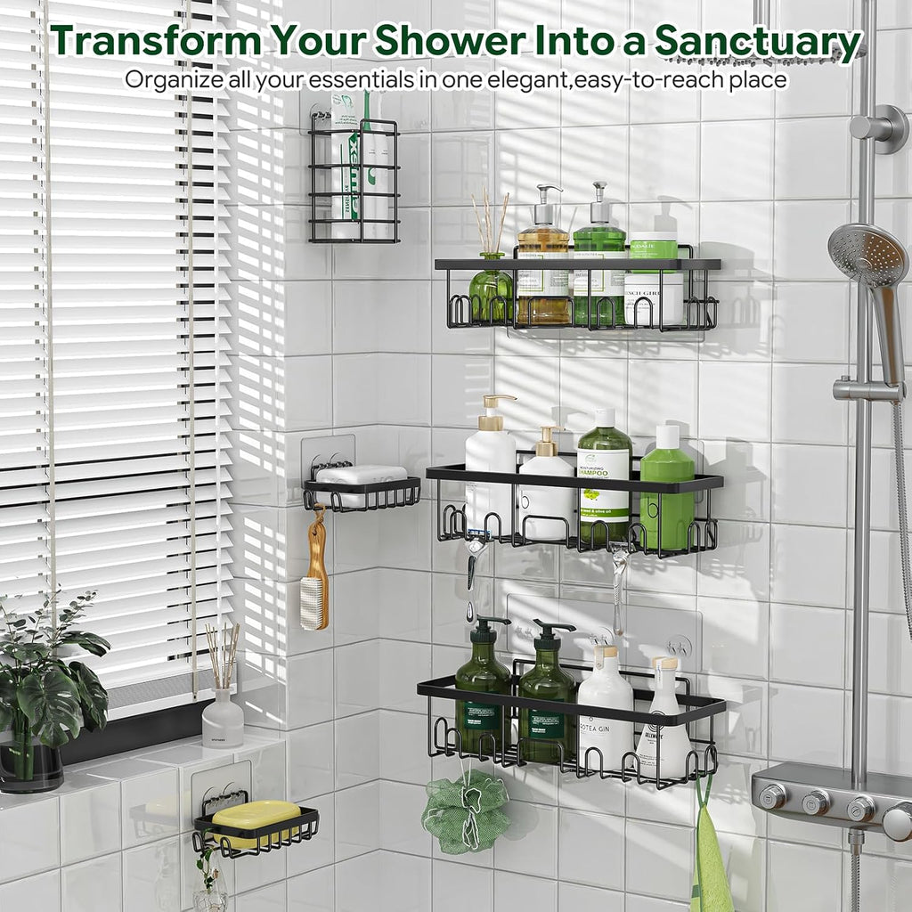 Simple Trending 6-Pack Shower Caddy Adhesive with Large Capacity