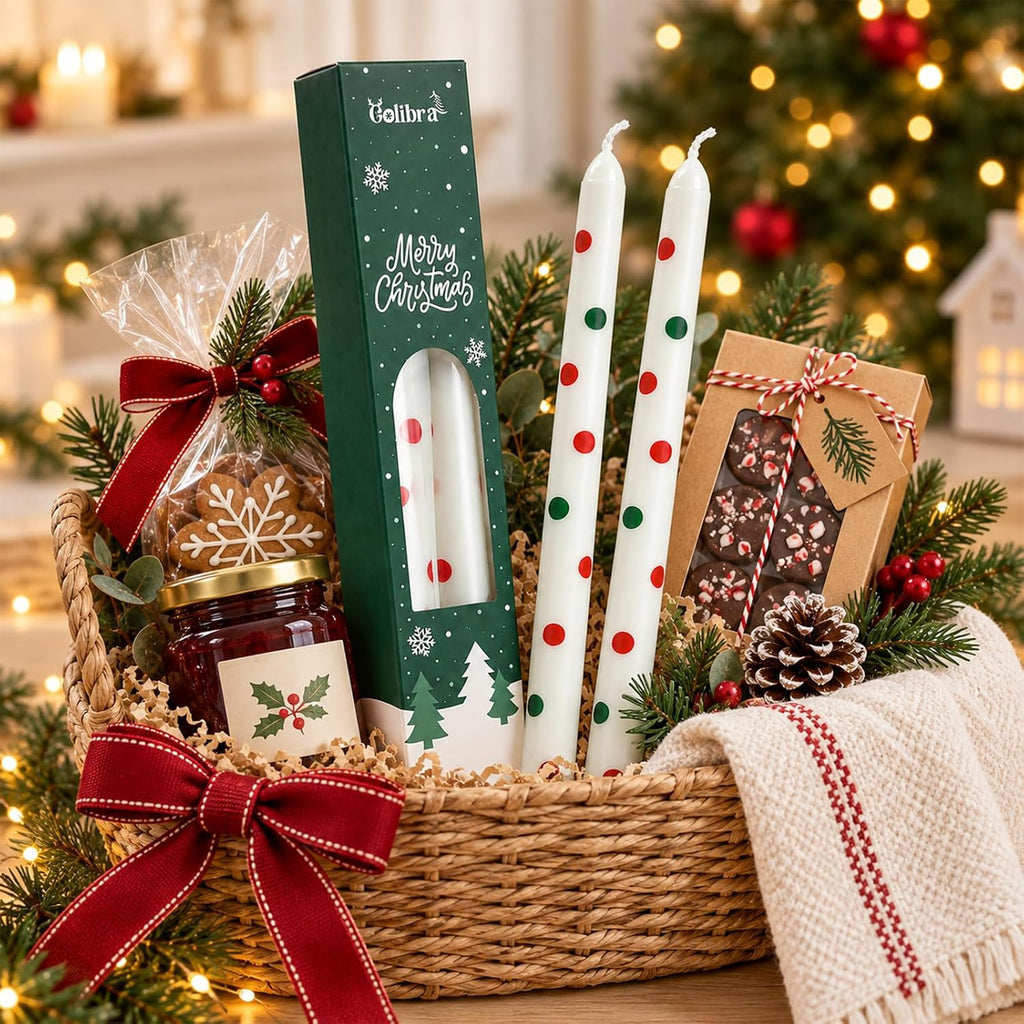 2 PCS Christmas Taper Candles, 10 Inch Unscented Candle Sticks