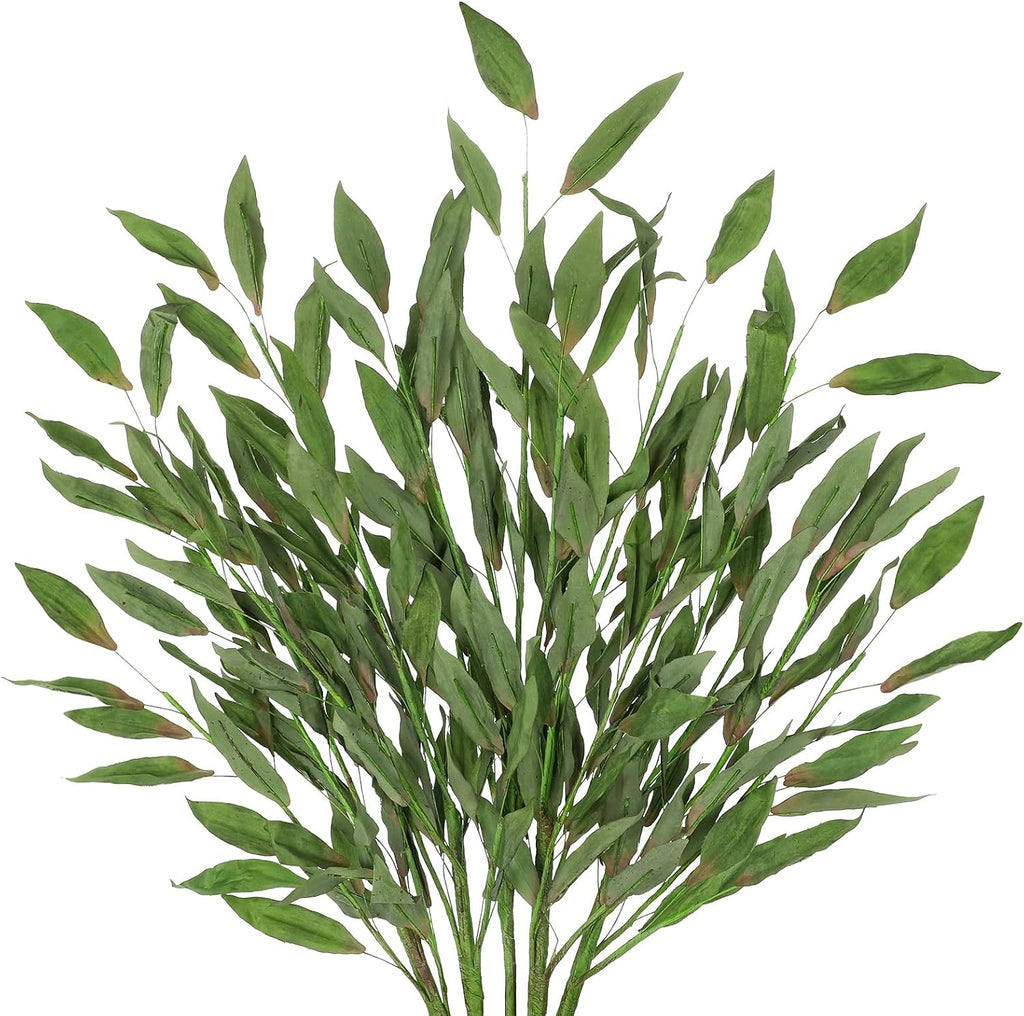5 Pcs Artificial Fall Eucalyptus Leaves Greenery Stems for Home Vase Decor, 35" Fake Leaf Branches Plants for Autumn Floral Arrangements, Wedding, Thanksgiving & Party Table Centerpieces, Green