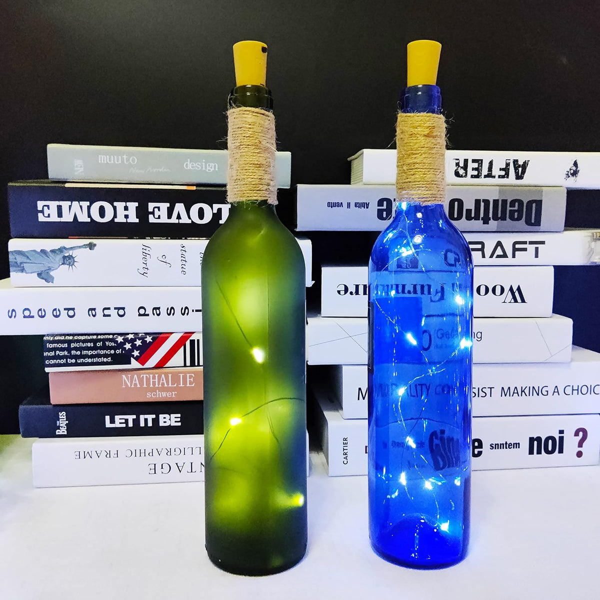 SmilingTown Wine Bottle Lights with Cork 15Pack 10 LED 40 Inches Battery Operated Silver Wire Liquor Fairy Mini String Lights for Party Christmas Halloween Wedding Decoration