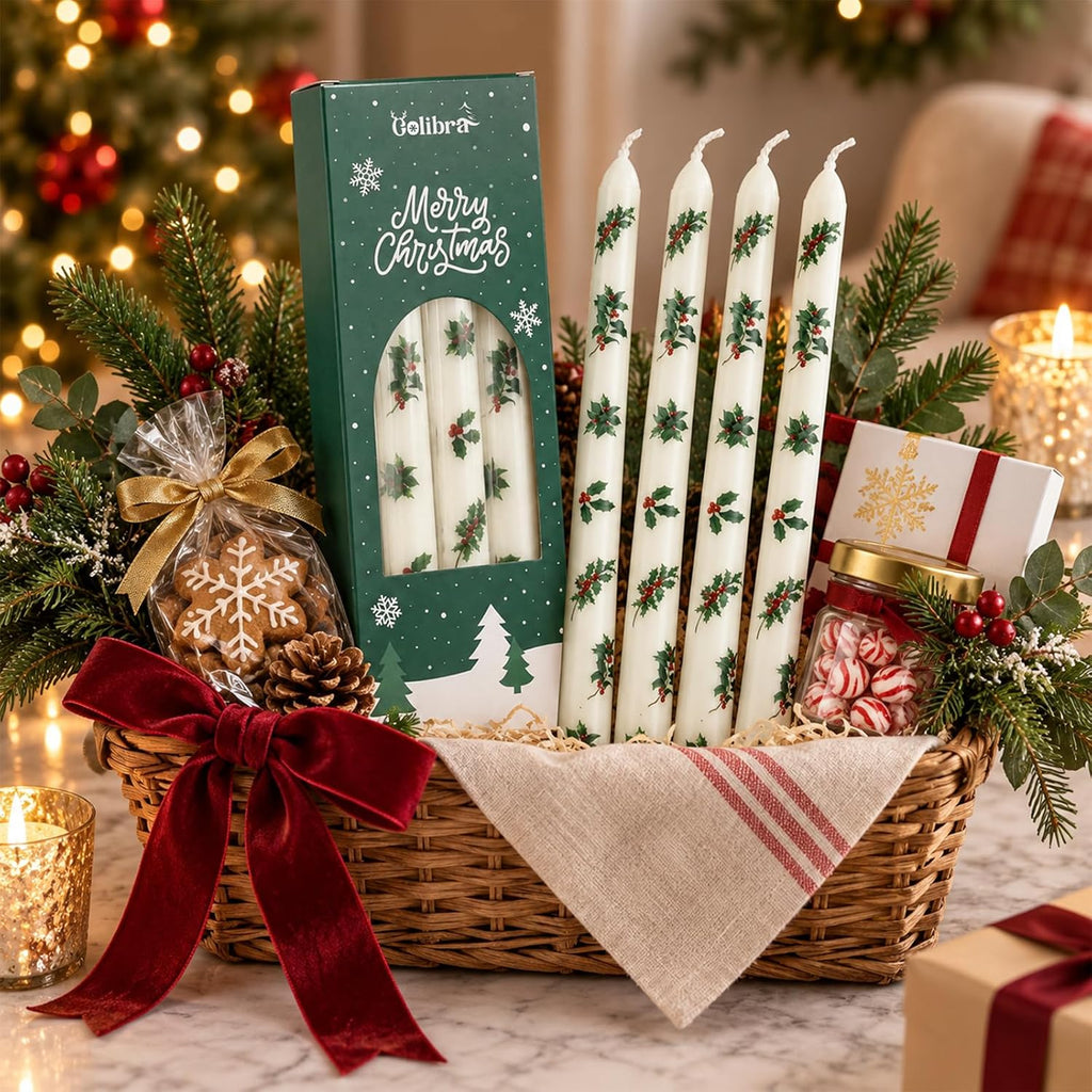 4 Pack Christmas Taper Candles, 10 Inch Unscented Candle Sticks
