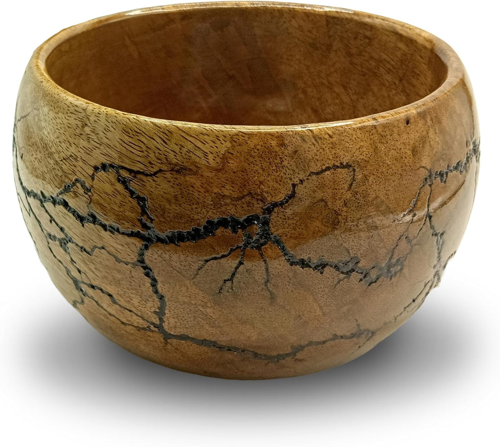 Fractal Burn Wood Bowl - Decorative Mango Wood Bowl for Kitchen, Dining, Entryway, Desk, and Holding Keys, Cuff Links, Coins