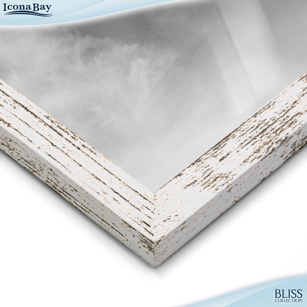Icona Bay - 4x6 Wall Hanging Picture Frames Collage with 4 Openings - Distressed White - Casual Style Engineered Wood Frames - Wall Mount Only - Bliss Collection (Pack of 3)