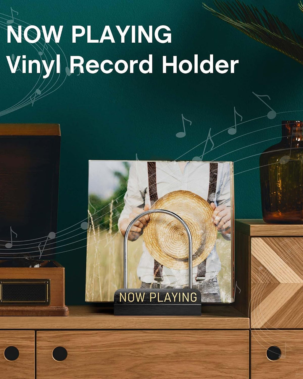 BS-VOG Now Playing Vinyl Record Holder Storage Fits 50 LPs, Gift Package