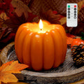 JOIONE Fall Flameless Orange Pumpkin Candle with Remote, Halloween Decor
