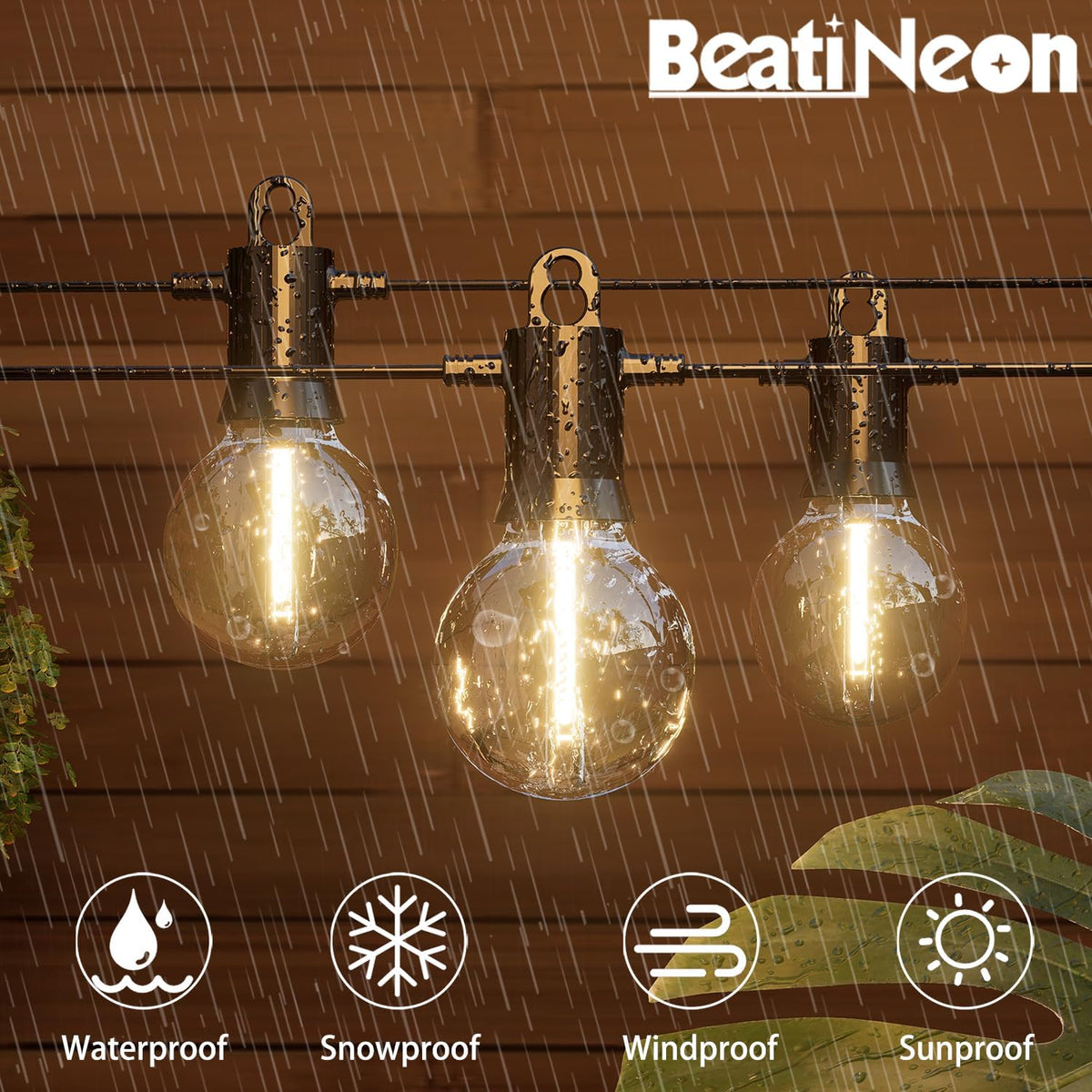 Outdoor String Lights,Led Patio Globe Lights with Plastic Bulbs,Waterproof,Shatterproof,G40 Outdoor String Lights,Connectable Hanging for Backyard, Bistro, Porch, Deck, Balcony,Tent (150FT)
