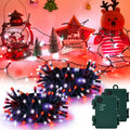 cshare Red and White Christmas Lights Battery Operated Outdoor Waterproof, Christmas String Lights with Timer 16.4ft 50LED Christmas Decorations Garland Party Garden 2 Packs