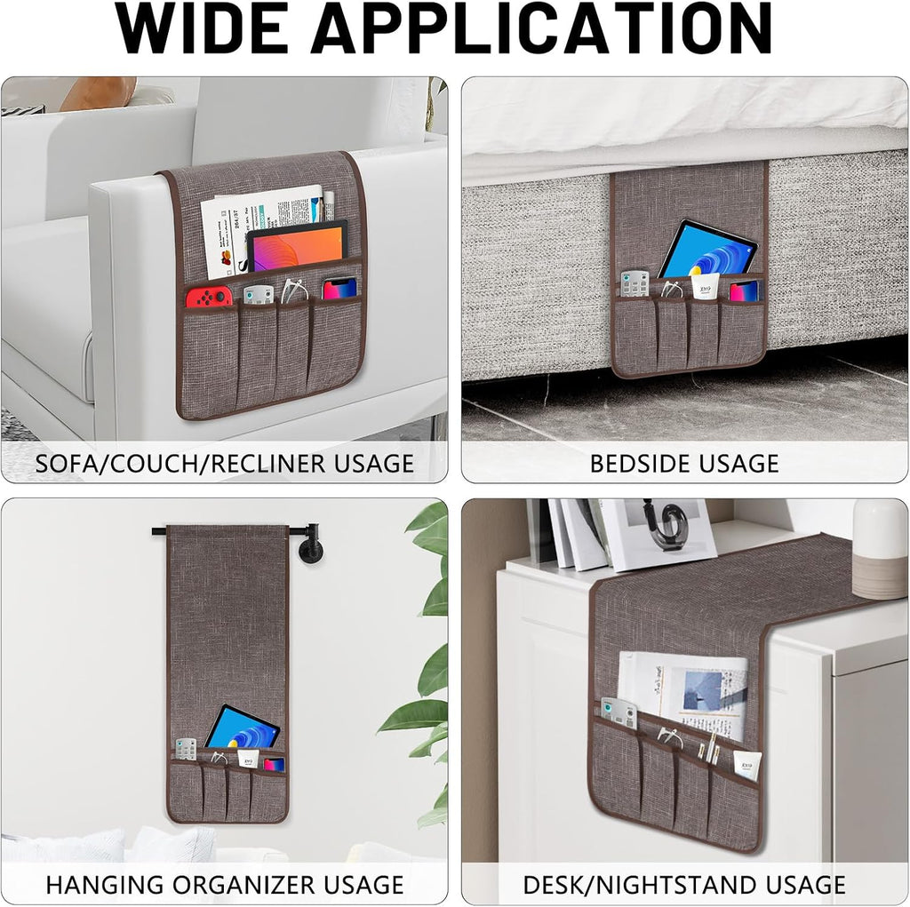 Couch Caddy Remote Control Holder, Armchair Caddy for Recliner 5 Pockets