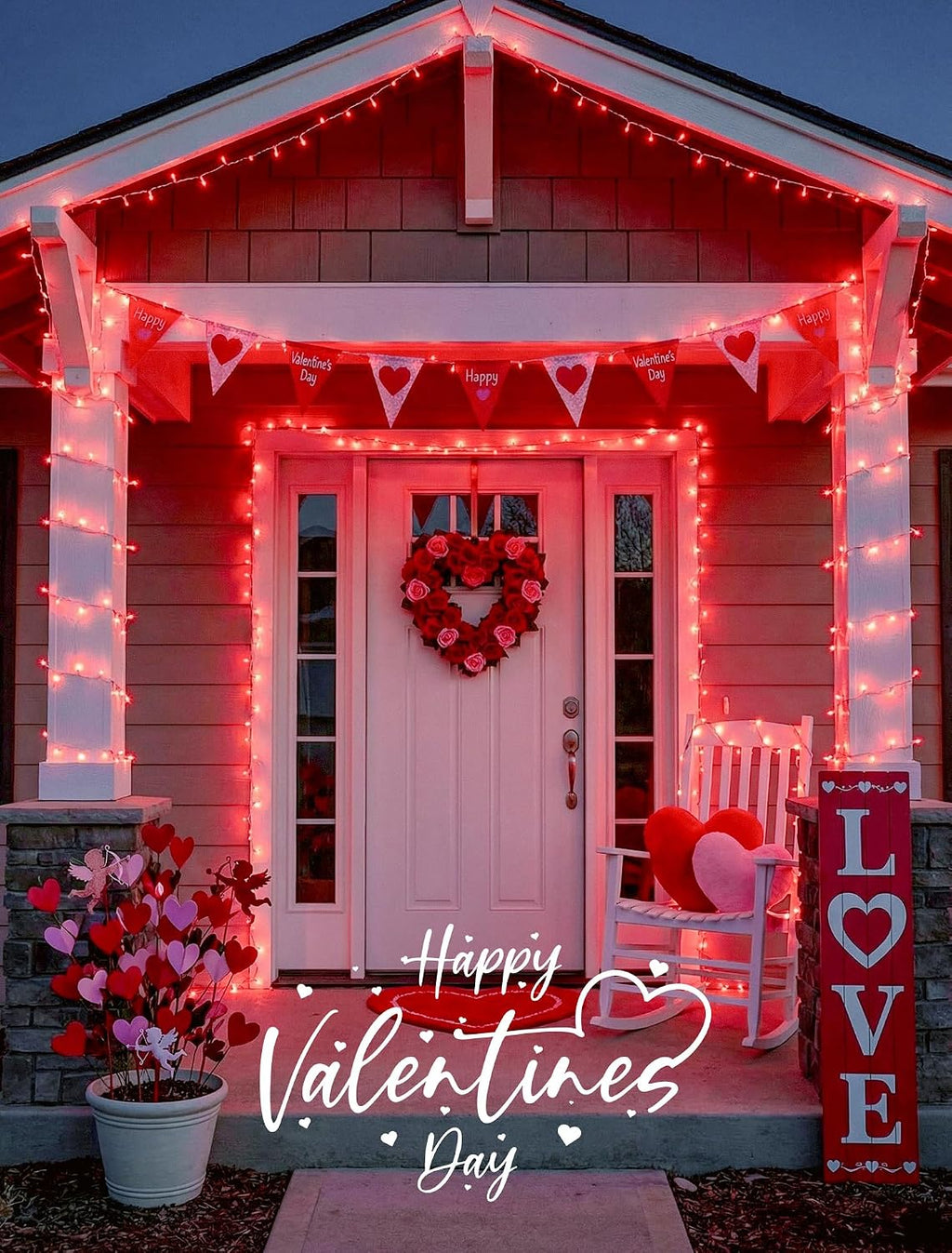 Hopolon Valentines Day Decorations String Lights, 33 FT 100 LED Red