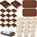 Baderke Soap Saver Wooden Dish Holder Bag and Pads, Brown Color, 36 Pcs