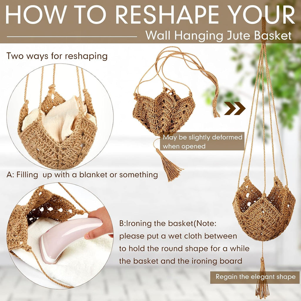 Shappy 2 Pack Boho Macrame Plant Hanger, Large Hanging Planter Plant Holder Pot Hanger Hanging Basket Wall Planters, Plants Lover Gift for Indoor Garden (Classic,Brown)